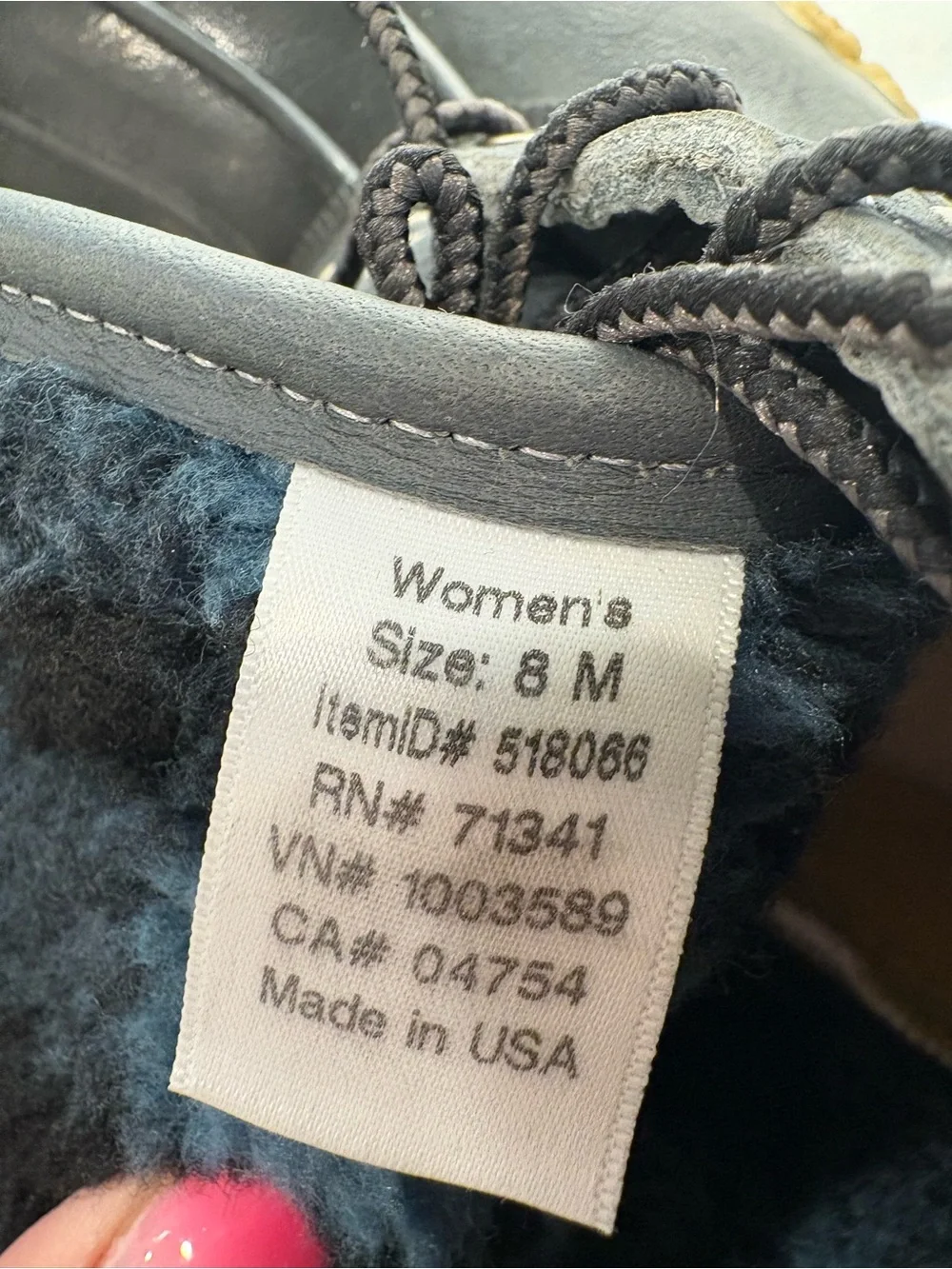 Woman’s LLBean Gray Lace-Up Boots. Like new, 8M. Blue/black plaid sherpa lining